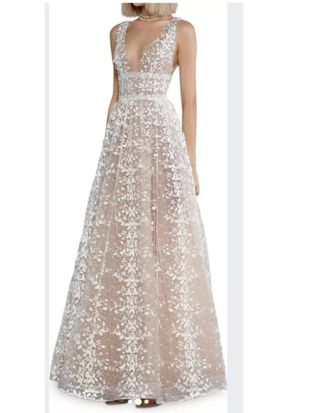 Bronx and Banco Megan Blanc Maxi Dress. Size XL. White Floral Lace Maxi Dress